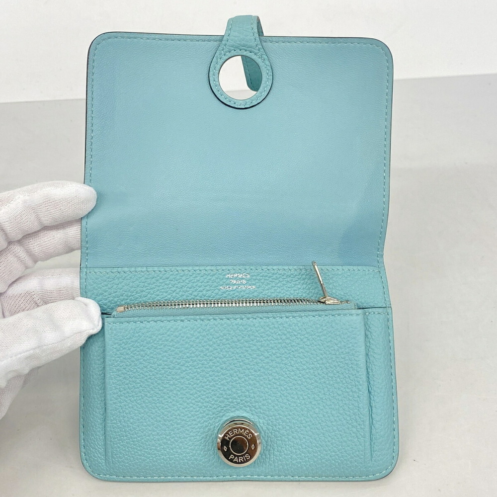 Hermes Dogon Compact Togo Leather Wallet/Coin Case, Blue Saint-Cyr, X Stamp, ... - Picture 3 of 8